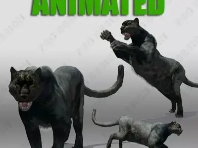 Black Panther Animation Low-poly 3D model