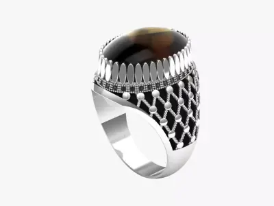 Turkish silver ring men 3D model