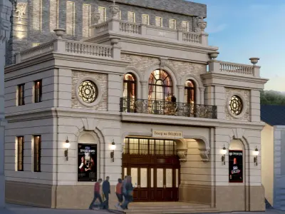 Balcony with arched windows and wrought iron railing 3D model