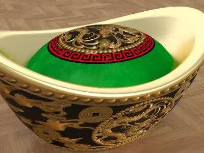 Chinese gold Ingot  3D model 2