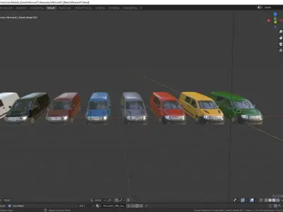 Generic Minivan 8 Colors Low-poly 3D model