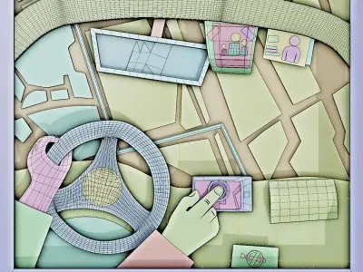 Lowpoly Cardboard paper style Car Interior 3D model