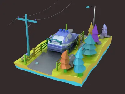 low poly car Cartoon Car collection toon vehicle  sport classic  3D model