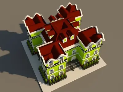 Cartoon Neoclassical Residential Building 3D model