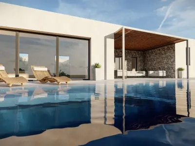 landscape water pool contours summer house sketchup lumion file 3D model