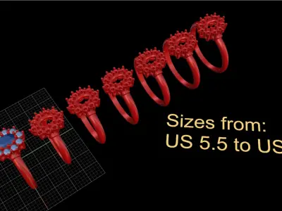 Engagement oval diamond ring 3D print model