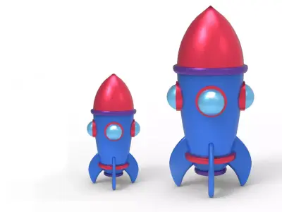 Retro Space Rocket Cartoon  Free low-poly 3D model