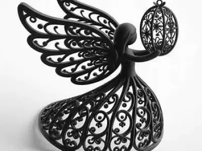 3D Flying Angel Holding Gift Christmas Model 3D print model