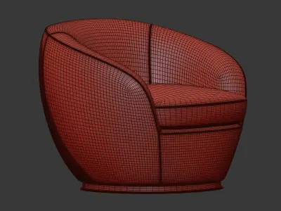 Luxury Italian Designer Velvet Swivel Armchair 3D model