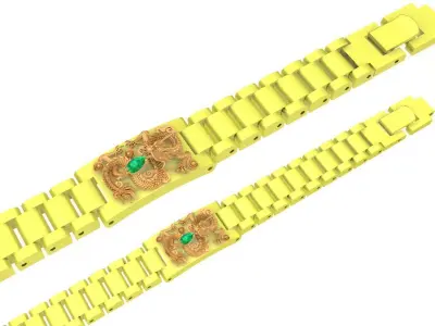 Luxury Link Bracelet with Gemstone Plate 3D Jewelry Model 4178 3D print model