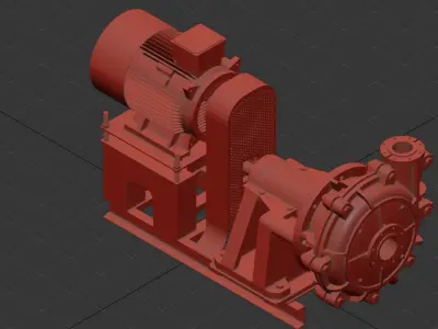 Warman 4 to 3Inch Pump High Quality 3D for Manufacturing  Piping Low-poly 3D model