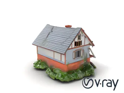 Collapsed Abandoned House Ruin model pack Low-poly 3D model