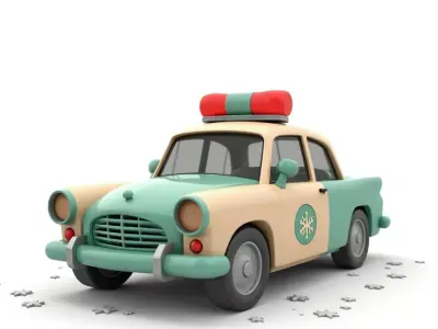 Christmas Police Car 3D Model Festive Patrol Vehicle Low-poly 3D model