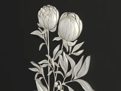Carved decor Flowers 3D model