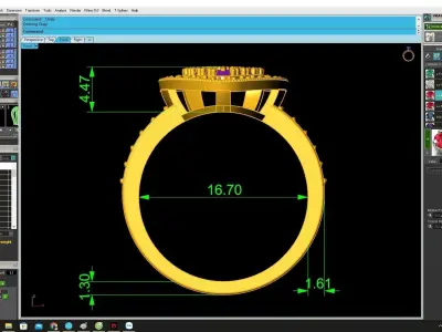 Luxury Triangle Pave Halo Ring 3D Model 4390 3D print model