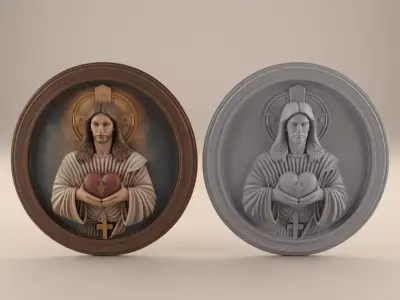 3D Jesus Heart Wall Art STL for Home Decor and Gifts 3D print model