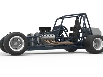 Vintage Asphalt Modified stock car Base V3 Scale 1 to 25 3D print model