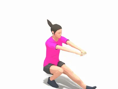 pistol squats Exercise Woman Animation Low-poly 3D model