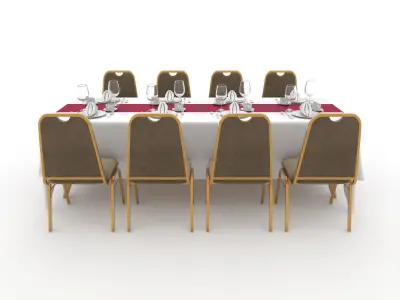 Banquet Table and Chair 79 3D model