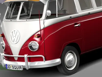 Volkswagen Camper Van Open Roof 1950  3D model