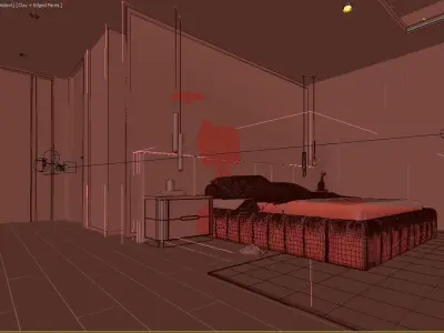 Luxury Modern Master bedroom With dressing 3D model