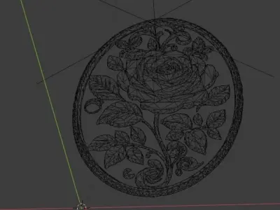 Classic oval carved decor ornament 06 3D model