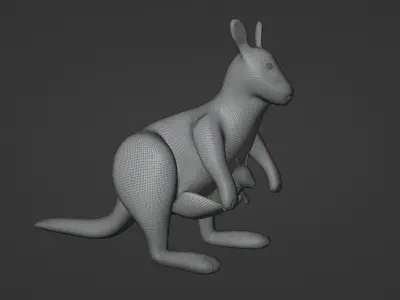 Kangaroo Toy Brown Stuffed 3D model