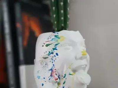 human face stylized pot 3D print model 3D print model