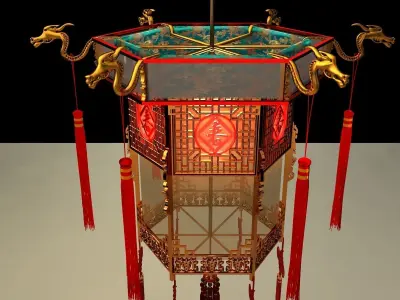 Chinese palace lantern 3D model 2