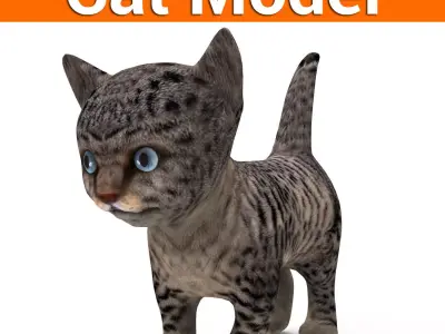 3D wild cat low poly  Low-poly 3D model