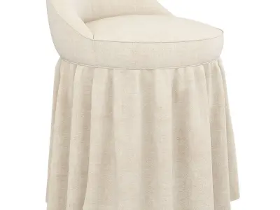 Monogrammed Slipcovered Swivel Stool  Ballard Designs Low-poly 3D model