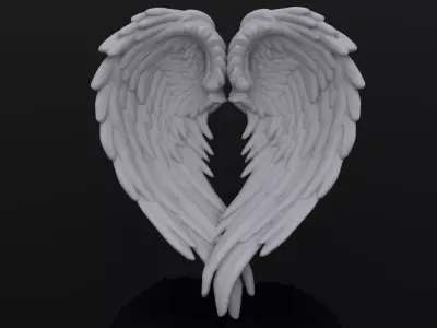 wings heart pendant 3D print model