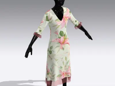 Female Cloth Dress Low-poly 3D model