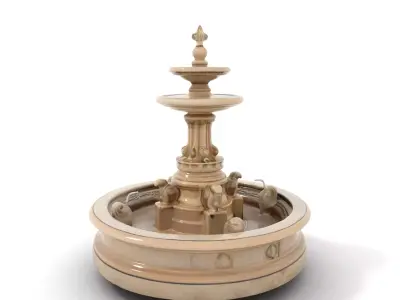 Elegant Stone Fountain model pack Low-poly 3D model