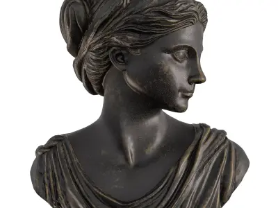 Neoclassical Female Bust with Braided Hair and Diadem Low-poly 3D model