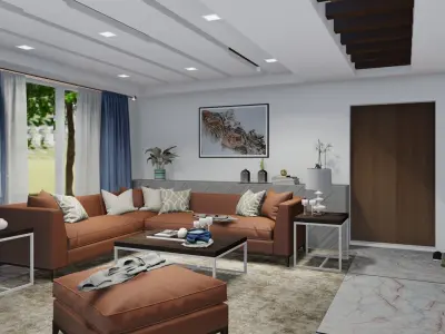 LIVING ROOM AND DINING AREA 3D model