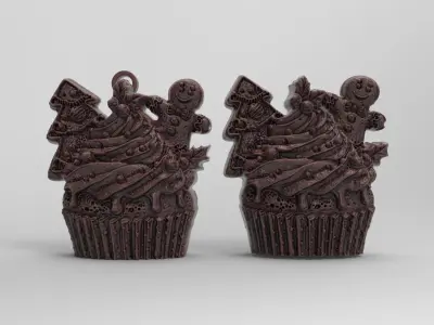 christmas tree cup cake decor  3D print model