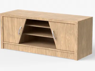 TV stand by Yuko in ash wood Low-poly 3D model