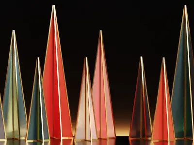 Miniature Tree Ornaments Decoration Set 3D model