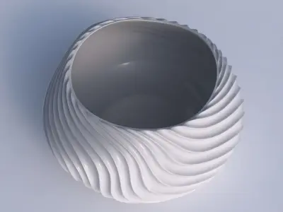Bowl squeezed twisted with wavy extruded lines 2 3D print model