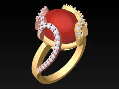 Oval Stone Ring - Womens Rings - GN235 3D print model