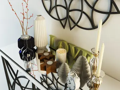 decor set mirror on console table 3D model