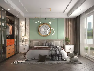 Modern Bedroom Scene 20 3D model