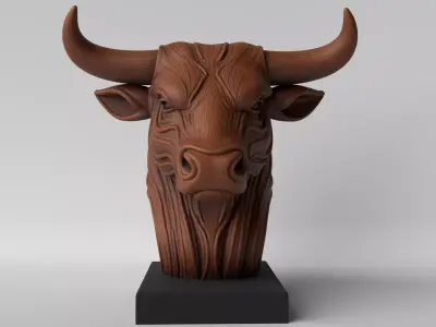 Bull Bust Decorative Sculpture 3D print model