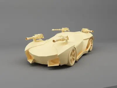 Fighter Car 3D Print Ready Model 3D print model