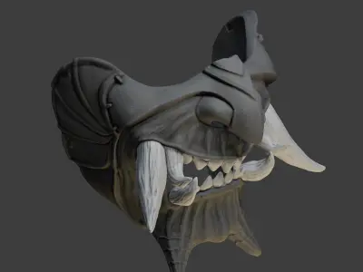 Wearable Oni Mask 11 Demon Half Draco Face 3D print model