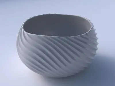 Bowl spheric twisted with bent extruded lines 3 3D print model