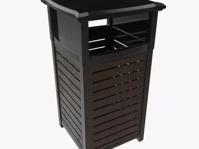 Metal Square Trash Can Low Poly High Poly 3D model