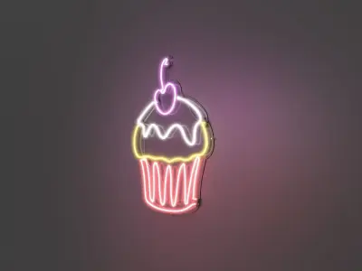 Cupcake 3 - Neon Sign 3D model