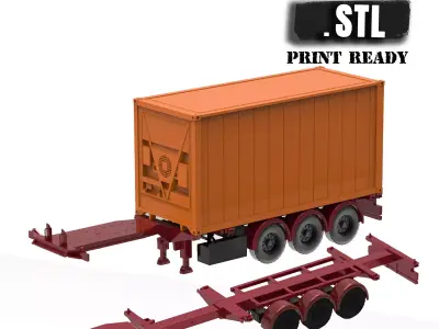 Container Trailer scale Semi trailer frame shipping container 3D print model